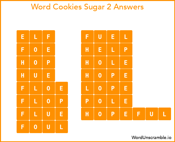 Word Cookies Sugar 2 Answers