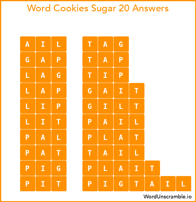 Word Cookies Sugar 20 Answers