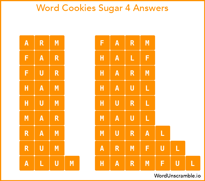 Word Cookies Sugar 4 Answers