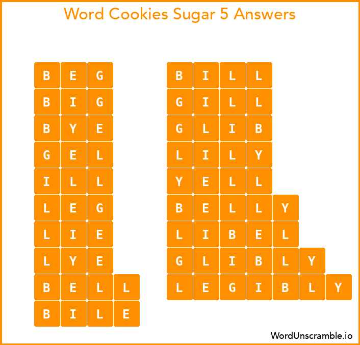 Word Cookies Sugar 5 Answers