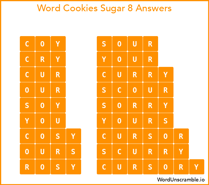 Word Cookies Sugar 8 Answers