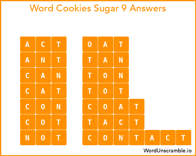 Word Cookies Sugar 9 Answers