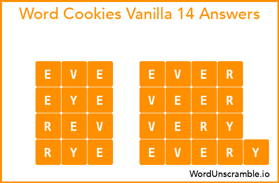 Word Cookies Vanilla 14 Answers