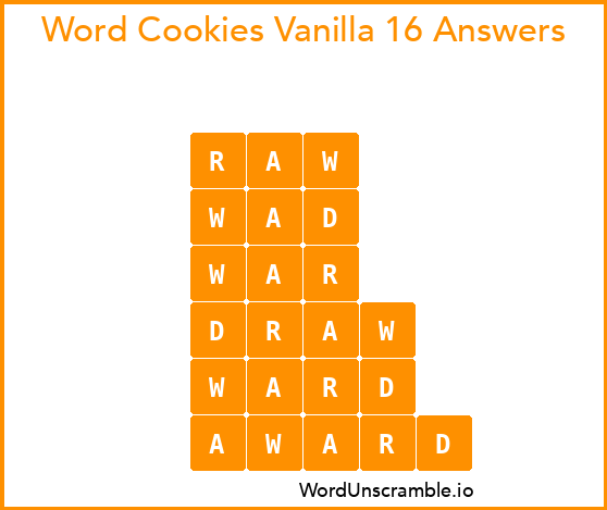 Word Cookies Vanilla 16 Answers
