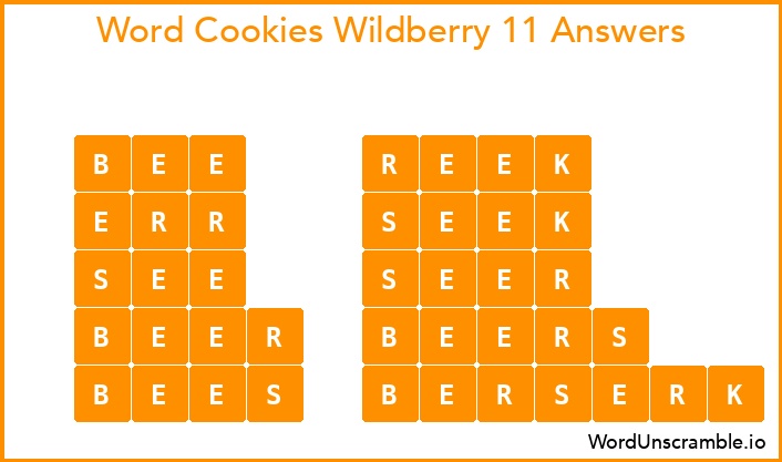 Word Cookies Wildberry 11 Answers