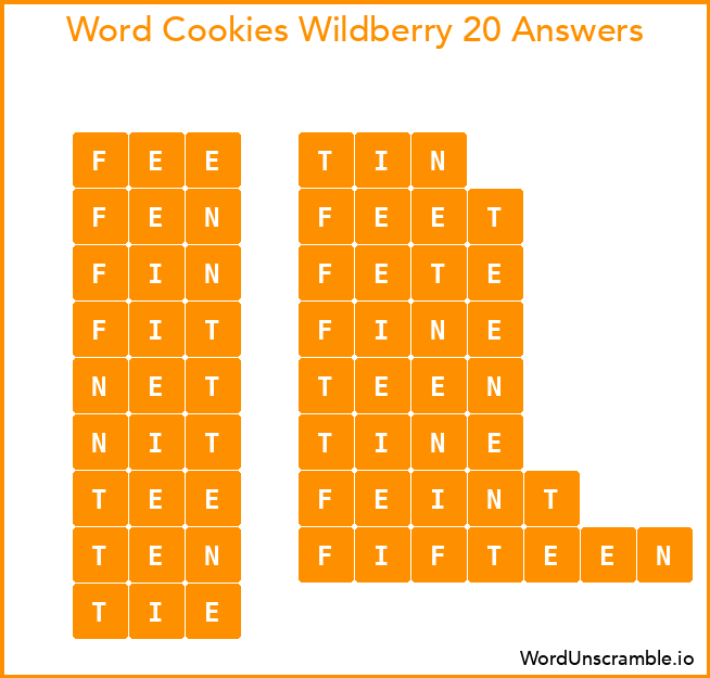Word Cookies Wildberry 20 Answers