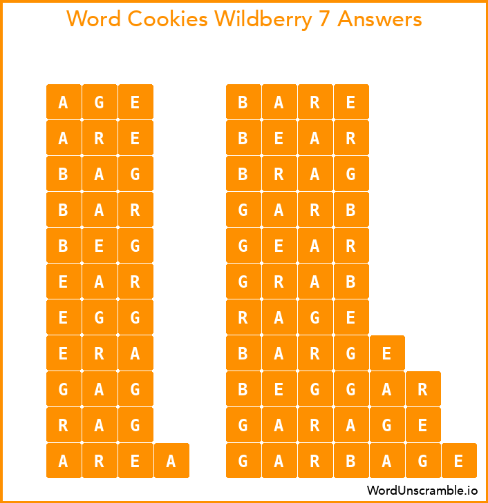 Word Cookies Wildberry 7 Answers