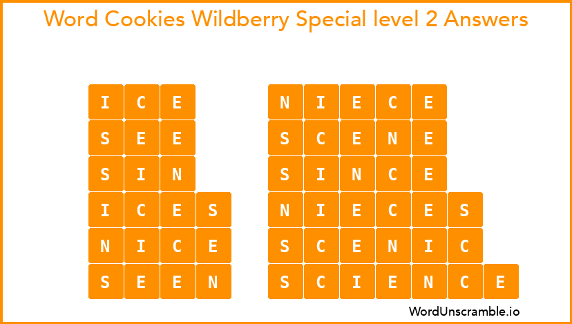 Word Cookies Wildberry Special level 2 Answers