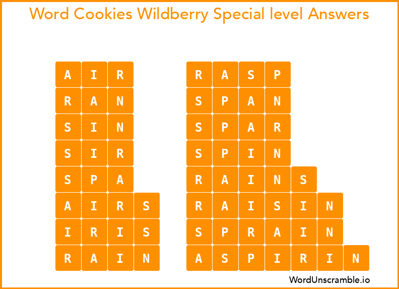 Word Cookies Wildberry Special level Answers