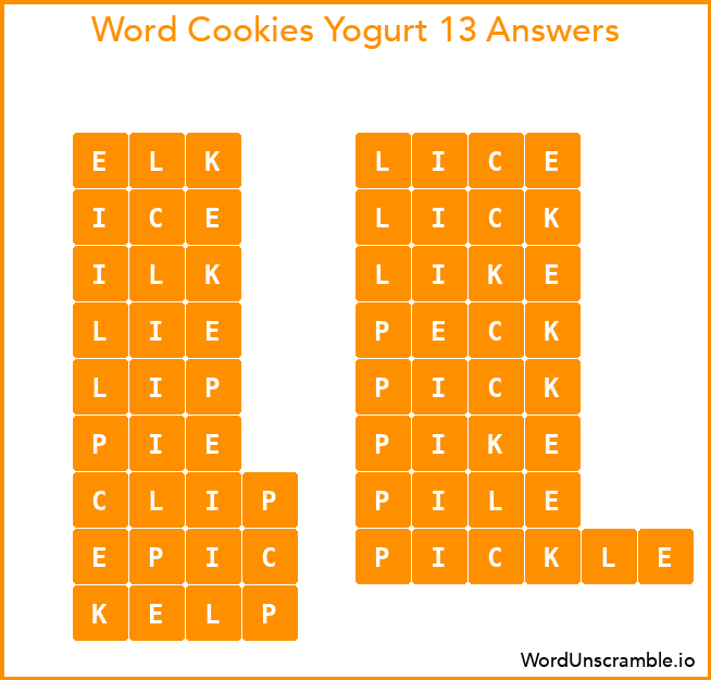 Word Cookies Yogurt 13 Answers