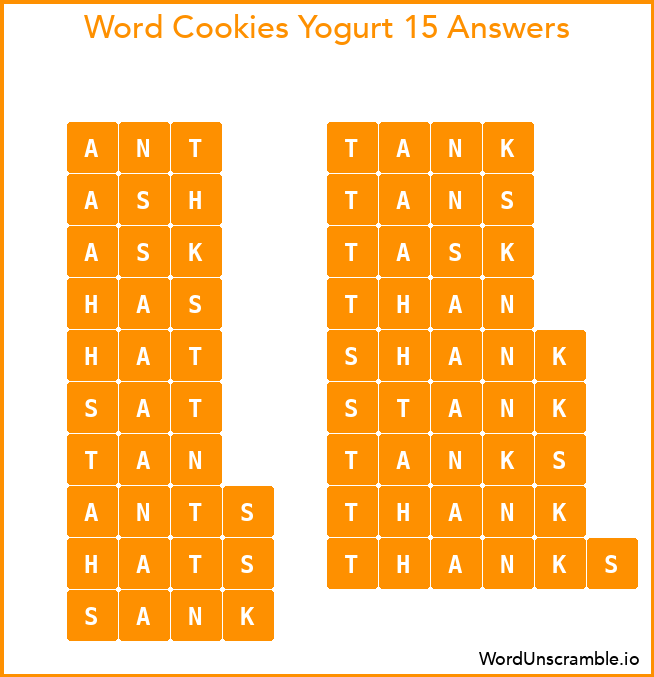 Word Cookies Yogurt 15 Answers