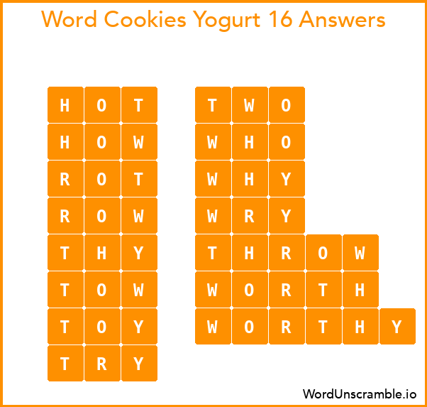 Word Cookies Yogurt 16 Answers