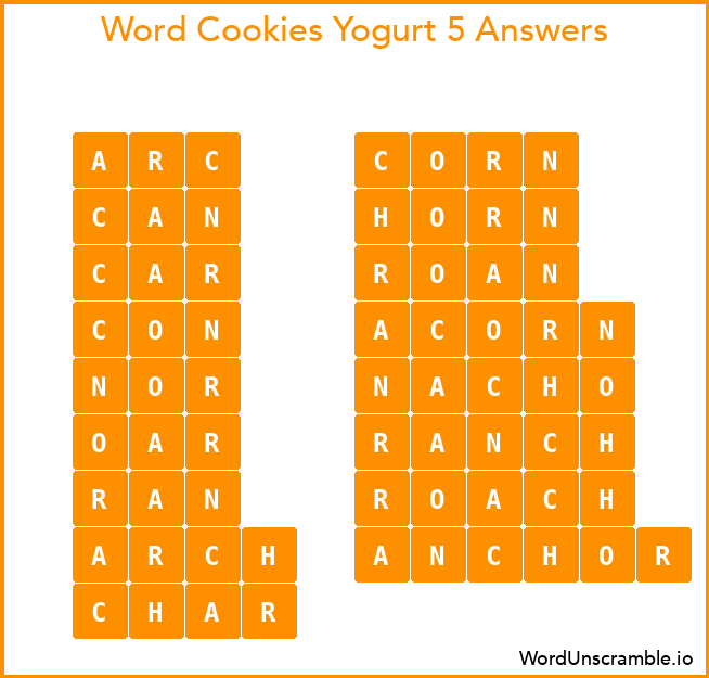 Word Cookies Yogurt 5 Answers