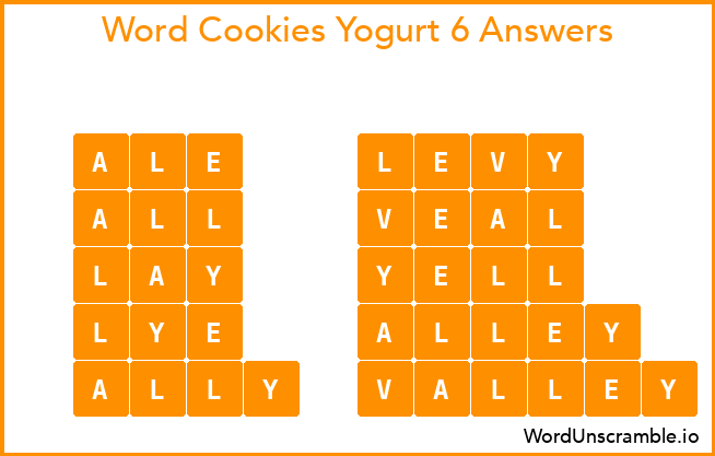 Word Cookies Yogurt 6 Answers