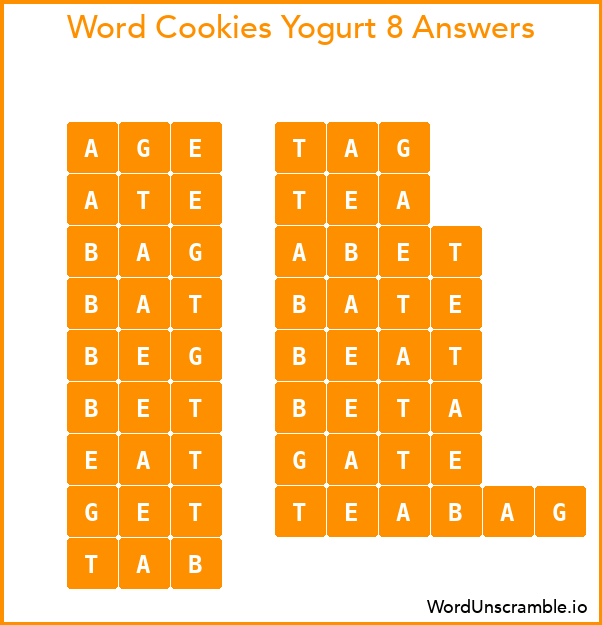 Word Cookies Yogurt 8 Answers