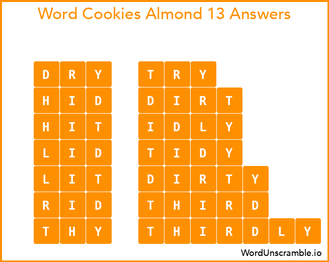 Word Cookies Almond 13 Answers