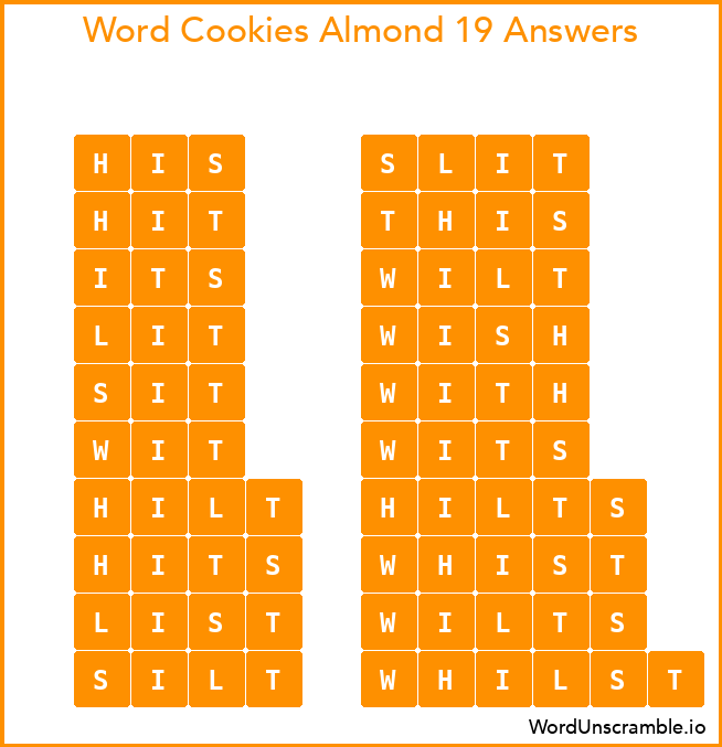 Word Cookies Almond 19 Answers