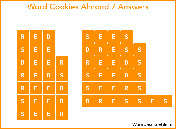 Word Cookies Almond 7 Answers