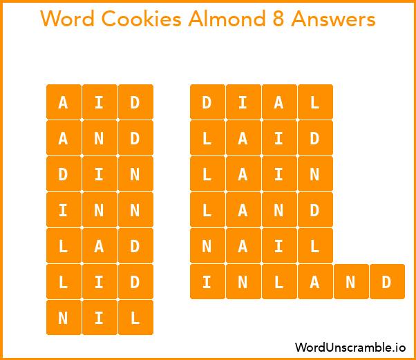 Word Cookies Almond 8 Answers