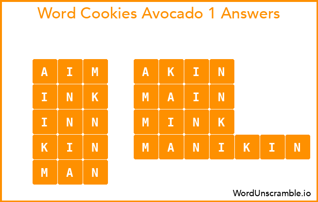 Word Cookies Avocado 1 Answers