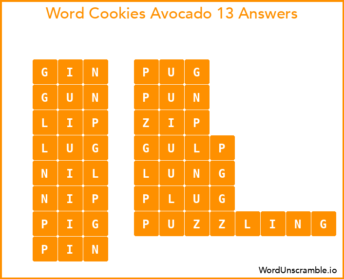 Word Cookies Avocado 13 Answers