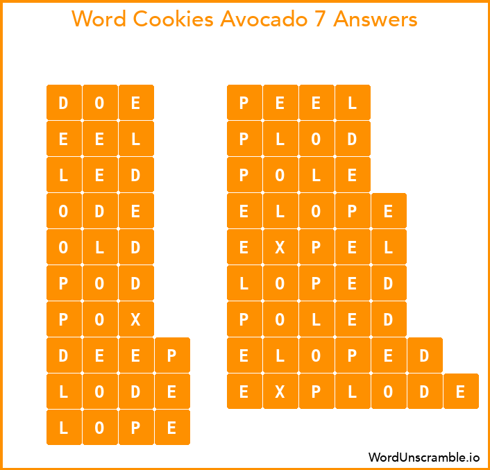 Word Cookies Avocado 7 Answers