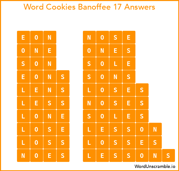 Word Cookies Banoffee 17 Answers