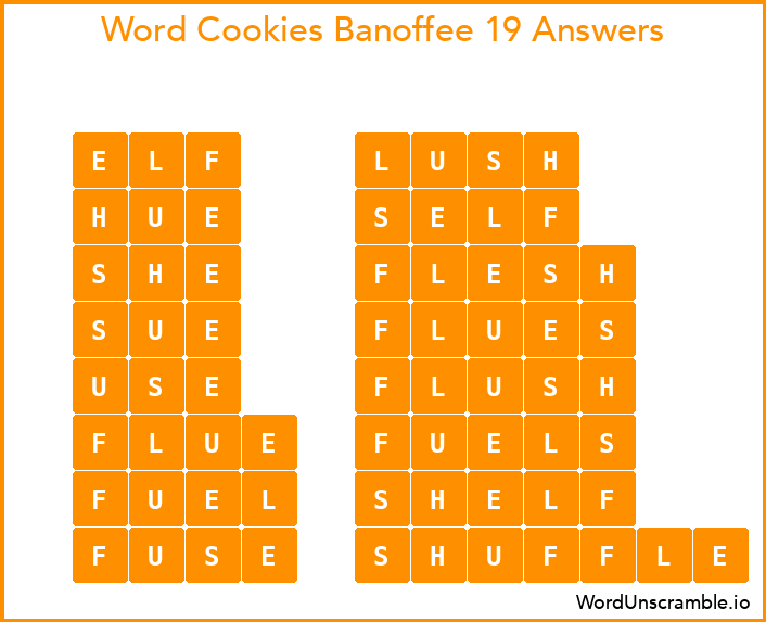 Word Cookies Banoffee 19 Answers