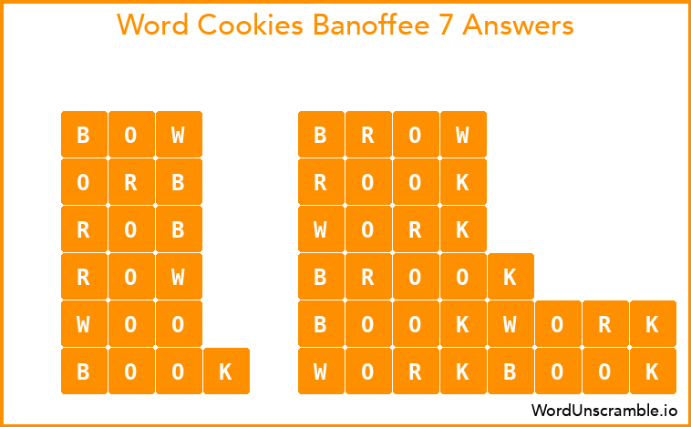 Word Cookies Banoffee 7 Answers
