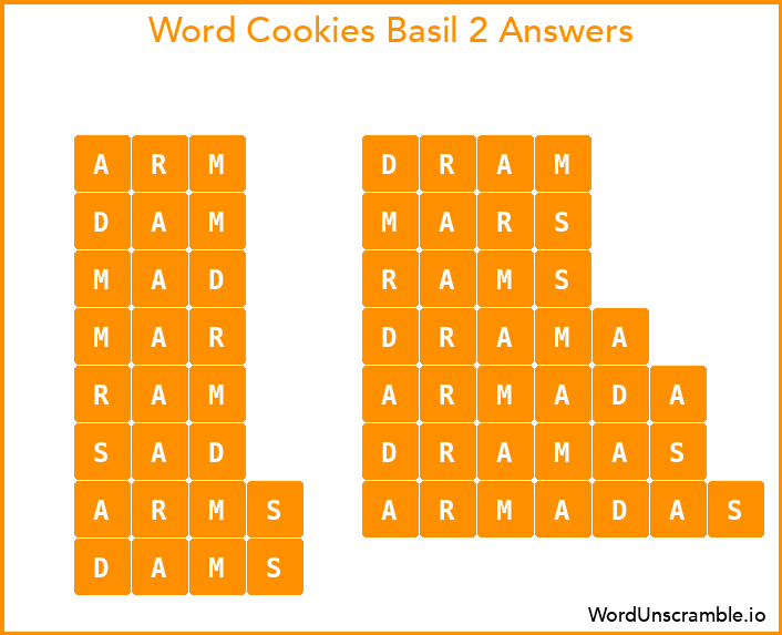Word Cookies Basil 2 Answers