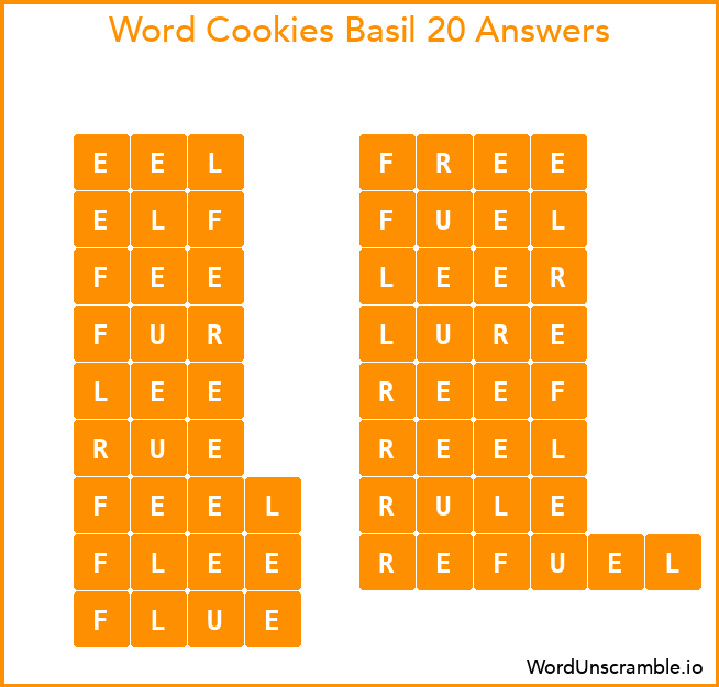 Word Cookies Basil 20 Answers