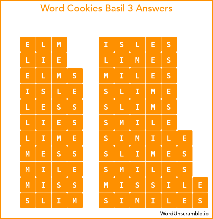 Word Cookies Basil 3 Answers