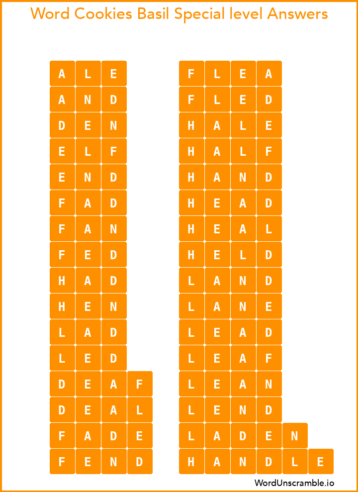 Word Cookies Basil Special level Answers