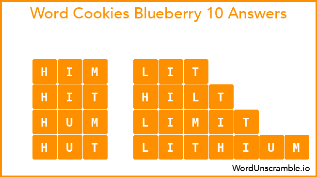 Word Cookies Blueberry 10 Answers