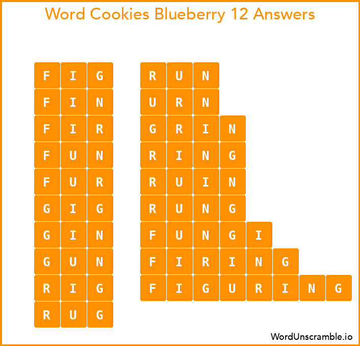 Word Cookies Blueberry 12 Answers