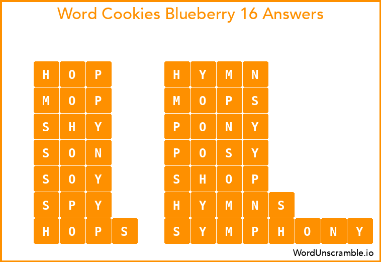 Word Cookies Blueberry 16 Answers