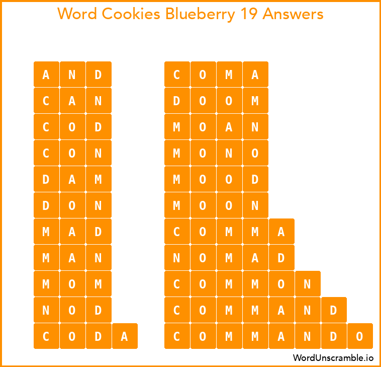 Word Cookies Blueberry 19 Answers