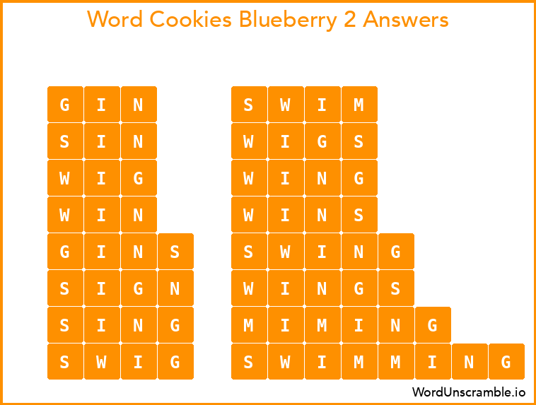 Word Cookies Blueberry 2 Answers