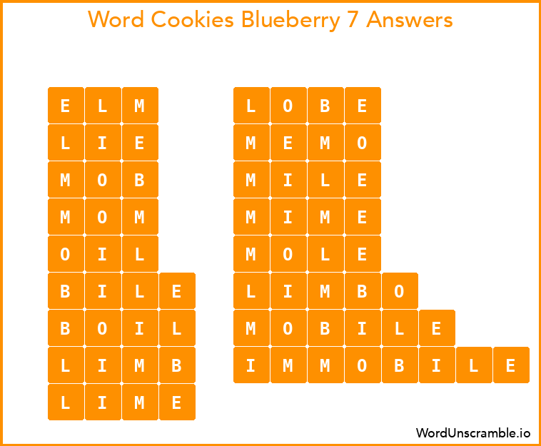 Word Cookies Blueberry 7 Answers