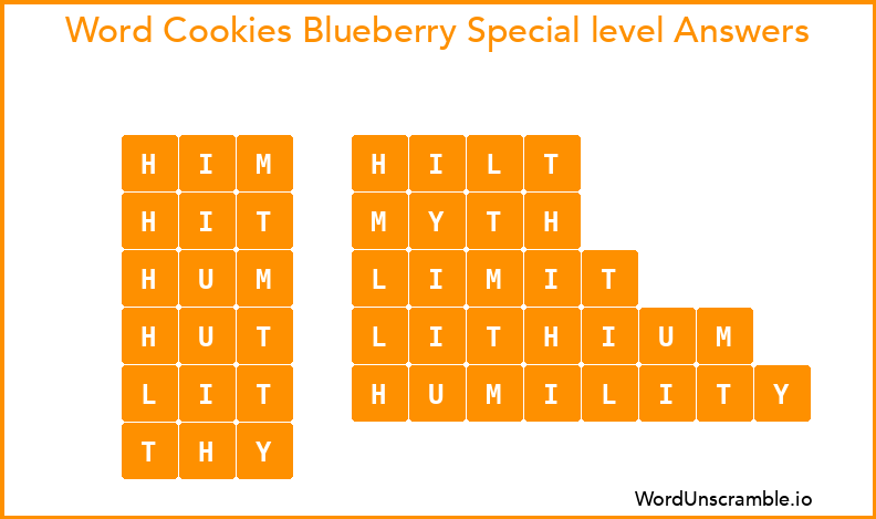 Word Cookies Blueberry Special level Answers