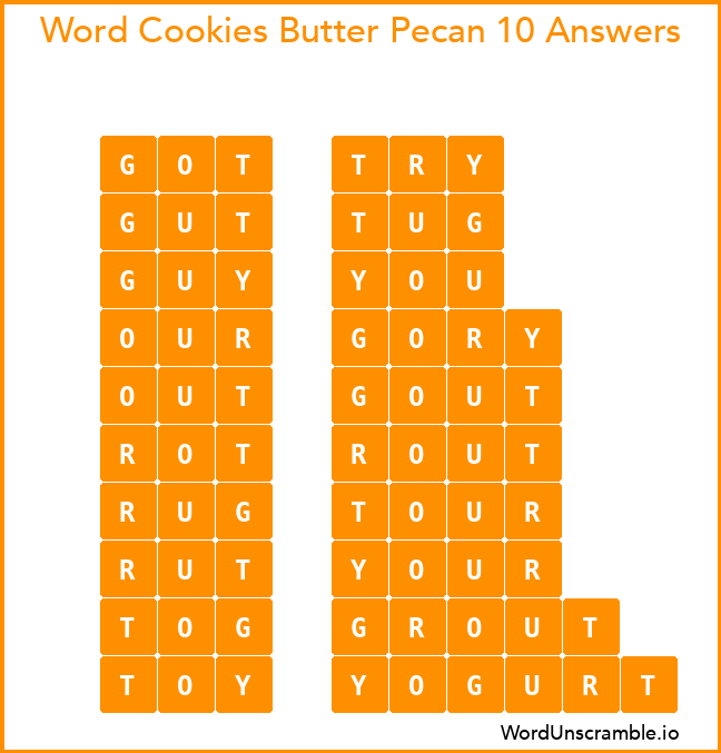 Word Cookies Butter Pecan 10 Answers