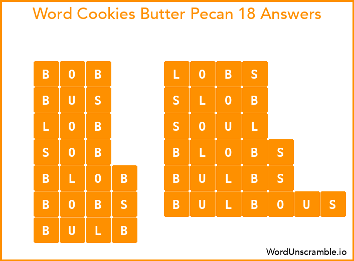Word Cookies Butter Pecan 18 Answers