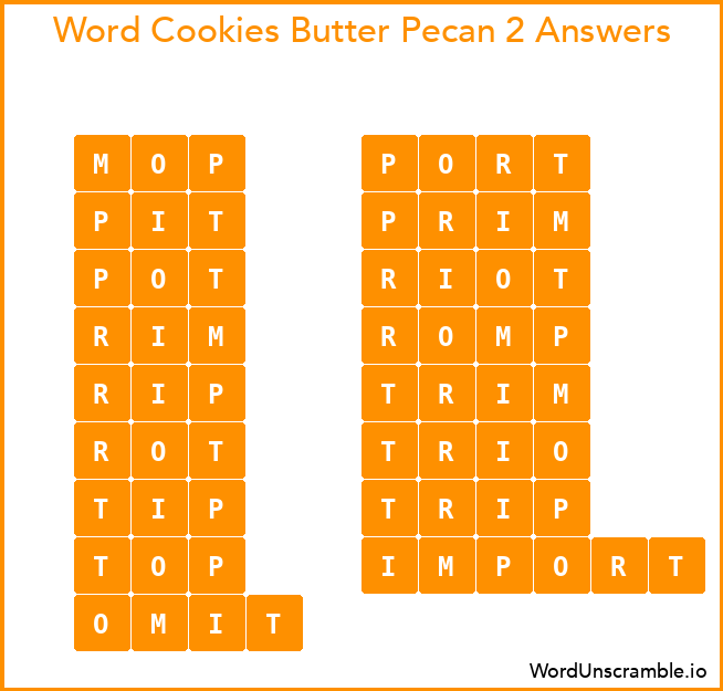 Word Cookies Butter Pecan 2 Answers