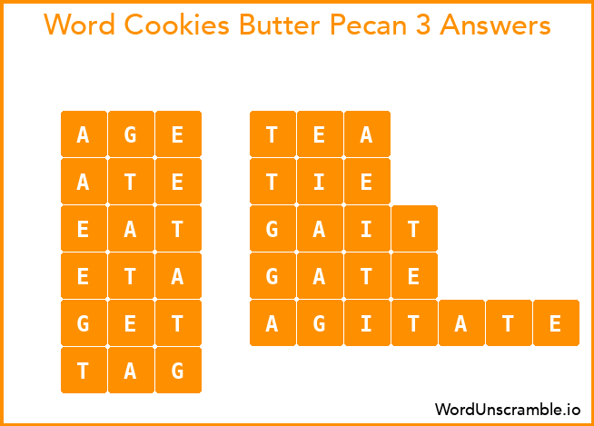 Word Cookies Butter Pecan 3 Answers