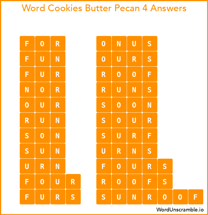 Word Cookies Butter Pecan 4 Answers