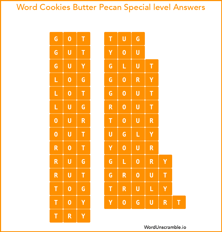 Word Cookies Butter Pecan Special level Answers