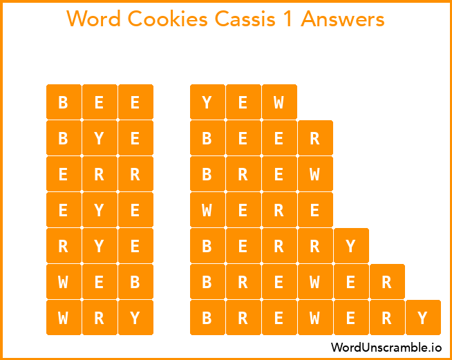 Word Cookies Cassis 1 Answers