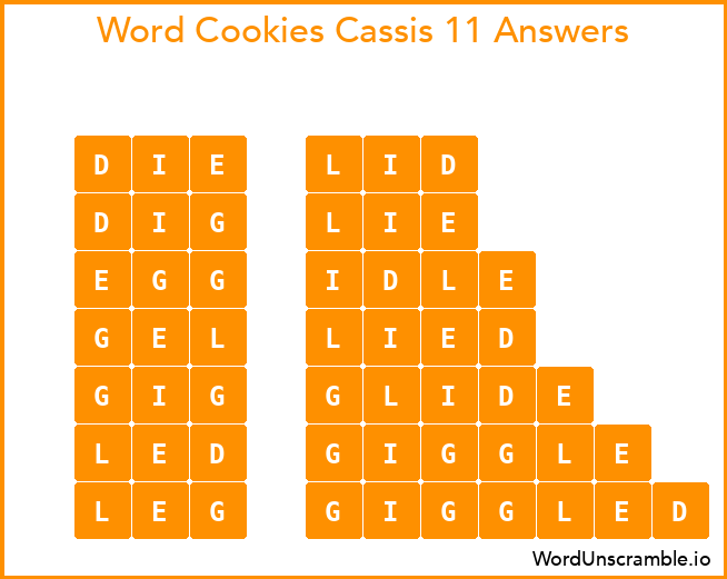 Word Cookies Cassis 11 Answers