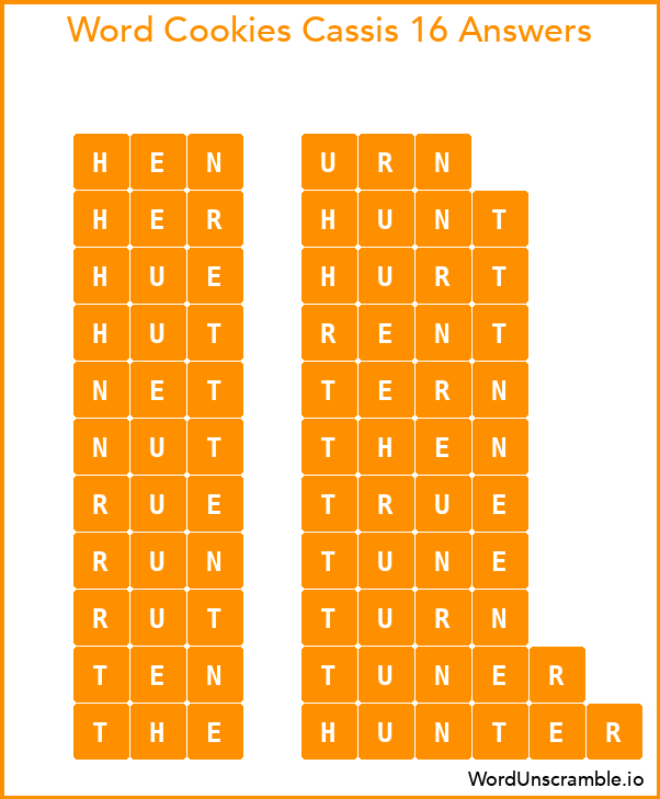 Word Cookies Cassis 16 Answers