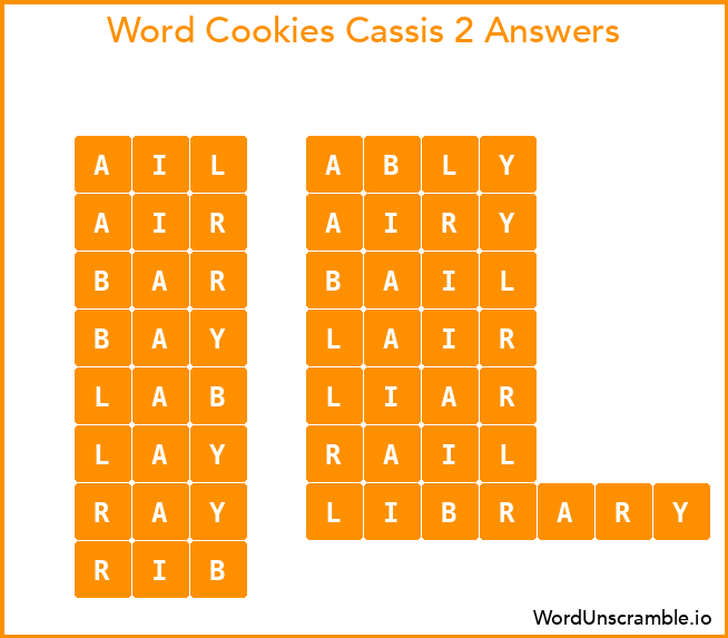 Word Cookies Cassis 2 Answers
